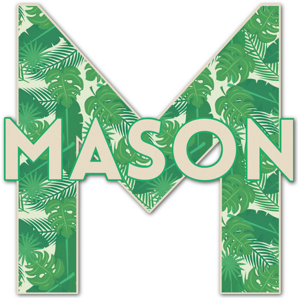 Custom Tropical Leaves #2 Name & Initial Decal - Custom Sized (Personalized)