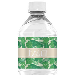 Tropical Leaves #2 Water Bottle Labels - Custom Sized (Personalized)