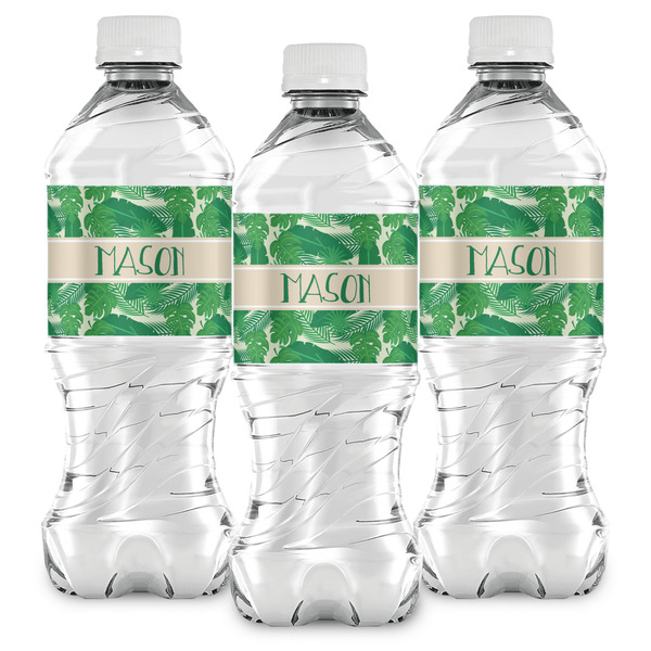 Tropical Leaves #2 Water Bottle Labels - Front View