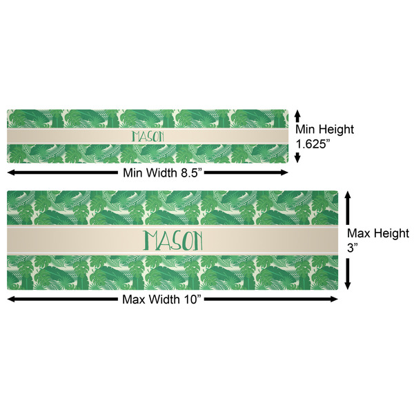 Tropical Leaves #2 Water Bottle Labels w/ Dimensions