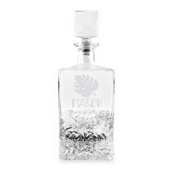 Tropical Leaves #2 Whiskey Decanter - 26 oz Rectangle (Personalized)