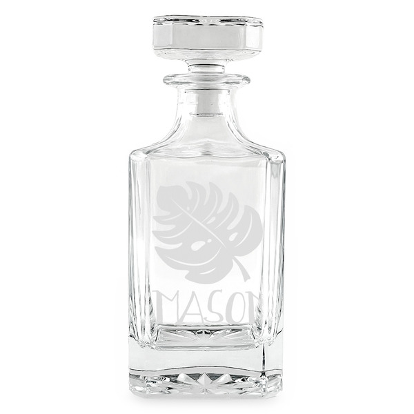 Custom Tropical Leaves #2 Whiskey Decanter - 26 oz Square (Personalized)