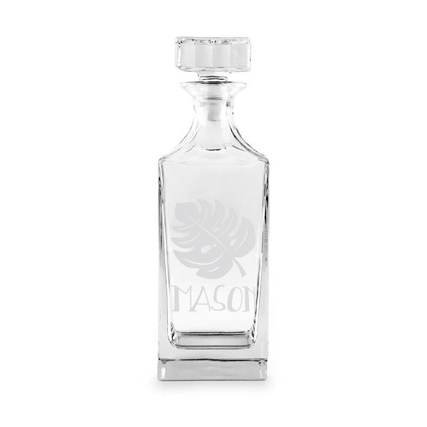 Custom Tropical Leaves #2 Whiskey Decanter - 30 oz Square (Personalized)