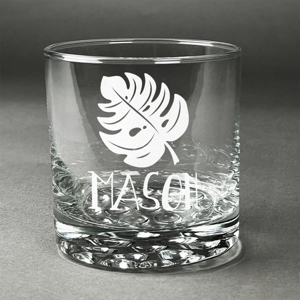 Custom Tropical Leaves #2 Whiskey Glass - Engraved (Personalized)