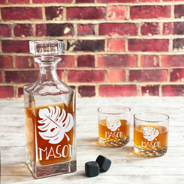 Tropical Leaves #2 Whiskey Glass - In Context