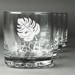 Tropical Leaves #2 Whiskey Glasses (Set of 4) (Personalized)