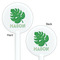 Tropical Leaves #2 White Plastic 5.5" Stir Stick - Double Sided - Round - Front & Back