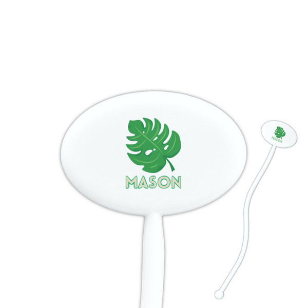 Custom Tropical Leaves #2 7" Oval Plastic Stir Sticks - White - Double Sided (Personalized)