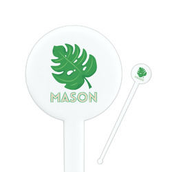 Tropical Leaves #2 7" Round Plastic Stir Sticks - White - Single Sided (Personalized)