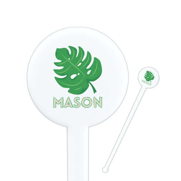 Custom Tropical Leaves #2 Round Plastic Stir Sticks (Personalized)
