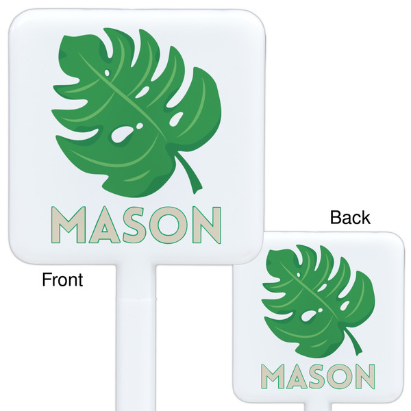 Tropical Leaves #2 White Plastic Stir Stick - Double Sided - Approval