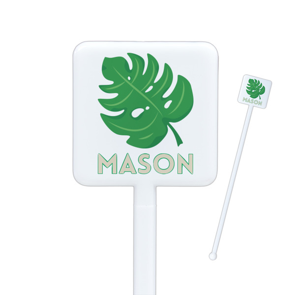 Custom Tropical Leaves #2 Square Plastic Stir Sticks - Single Sided (Personalized)