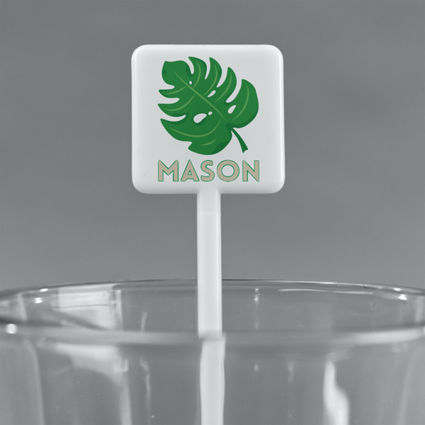 Tropical Leaves #2 White Plastic Stir Stick - Square - Main