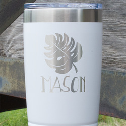 Tropical Leaves #2 20 oz Stainless Steel Tumbler - White - Double Sided (Personalized)