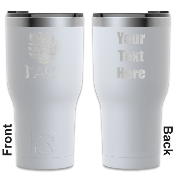 Custom Tropical Leaves #2 RTIC Tumbler - White - Engraved Front & Back (Personalized)