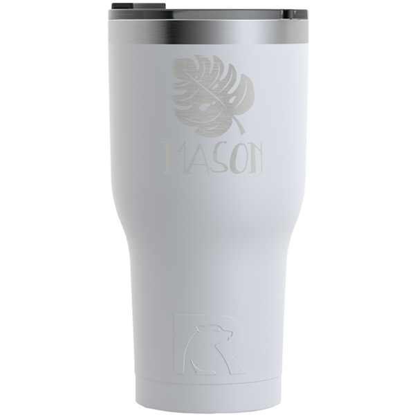 Custom Tropical Leaves #2 RTIC Tumbler - White - Engraved Front (Personalized)