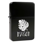 Tropical Leaves #2 Windproof Lighter - Black - Single Sided (Personalized)
