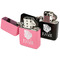 Tropical Leaves #2 Windproof Lighters - Black & Pink - Open