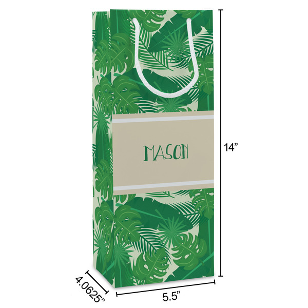 Tropical Leaves #2 Wine Gift Bag - Dimensions