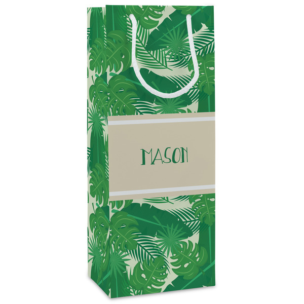 Custom Tropical Leaves #2 Wine Gift Bags (Personalized)