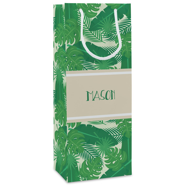 Custom Tropical Leaves #2 Wine Gift Bags - Matte (Personalized)