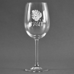 Tropical Leaves #2 Wine Glass - Engraved (Personalized)