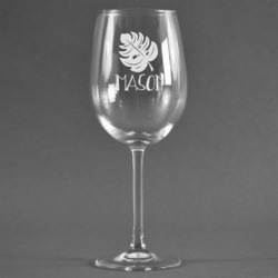Tropical Leaves #2 Wine Glass - Engraved (Personalized)