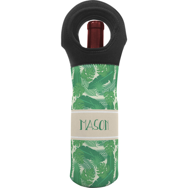 Custom Tropical Leaves #2 Wine Tote Bag w/ Name or Text