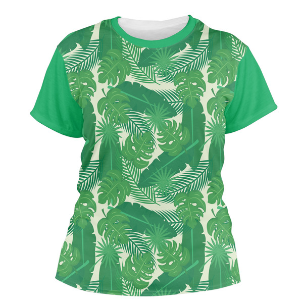 Custom Tropical Leaves #2 Women's Crew T-Shirt - Medium