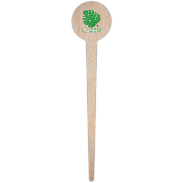 Tropical Leaves #2 Wooden 4" Food Pick - Round - Single Pick