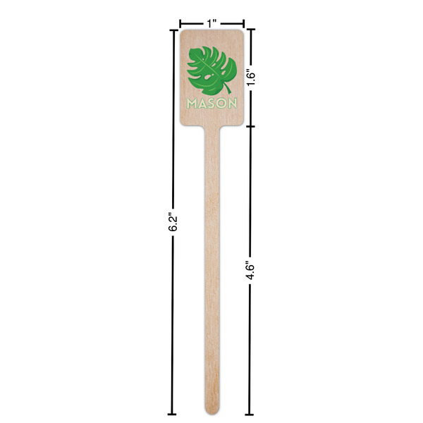 Tropical Leaves #2 Wooden 6.25" Stir Stick - Rectangular - Dimensions