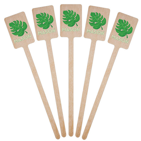 Tropical Leaves #2 Wooden 6.25" Stir Stick - Rectangular - Fan View