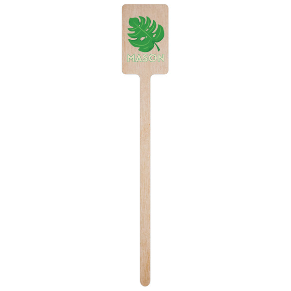 Tropical Leaves #2 Wooden 6.25" Stir Stick - Rectangular - Single Stick