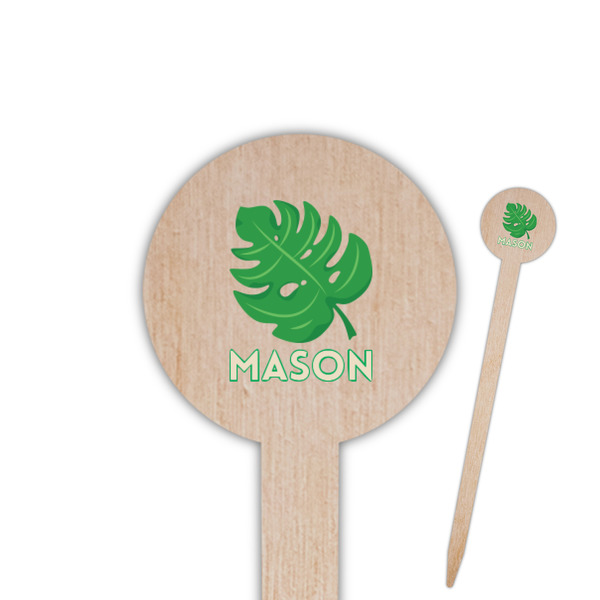 Custom Tropical Leaves #2 Round Wooden Food Picks (Personalized)