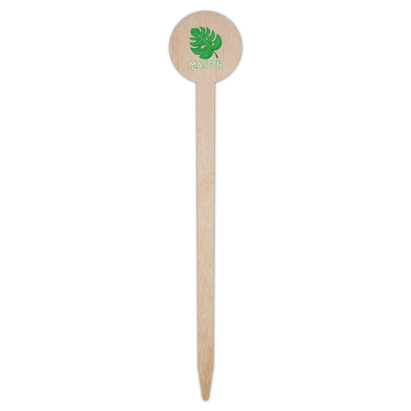 Tropical Leaves #2 Wooden 6" Food Pick - Round - Single Pick