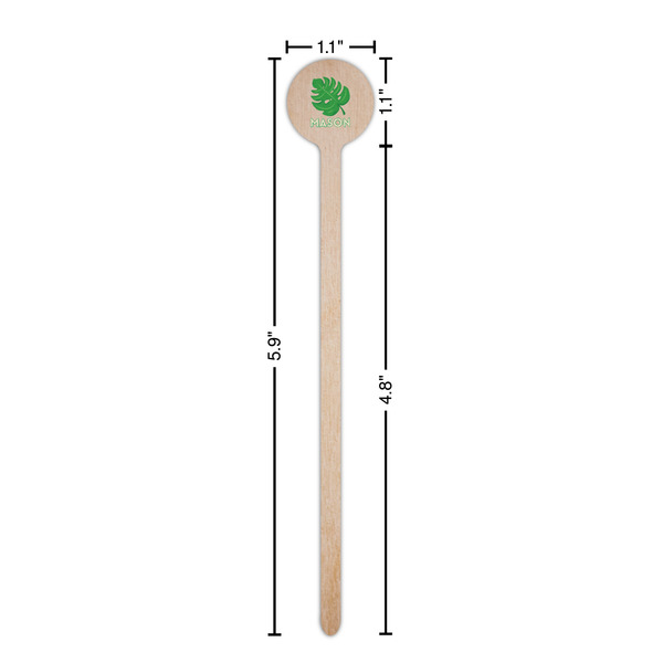 Tropical Leaves #2 Wooden 6" Stir Stick - Round - Dimensions