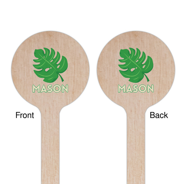 Tropical Leaves #2 Wooden 6" Stir Stick - Round - Double Sided - Front & Back