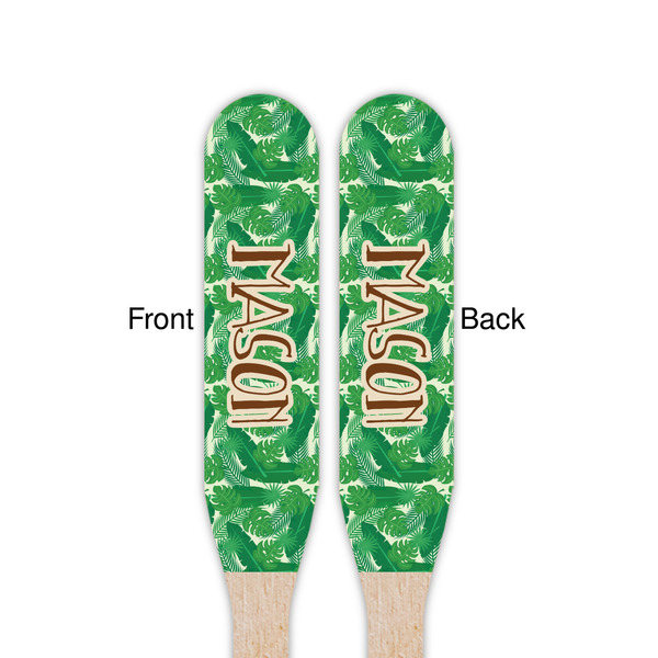 Tropical Leaves #2 Wooden Food Pick - Paddle - Double Sided - Front & Back