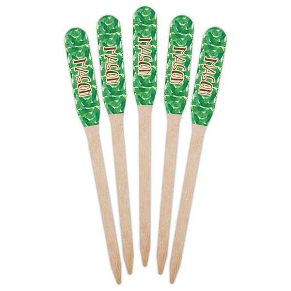 Tropical Leaves #2 Wooden Food Pick - Paddle - Fan View