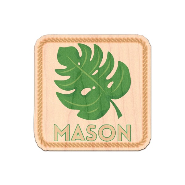 Custom Tropical Leaves #2 Genuine Maple or Cherry Wood Sticker (Personalized)