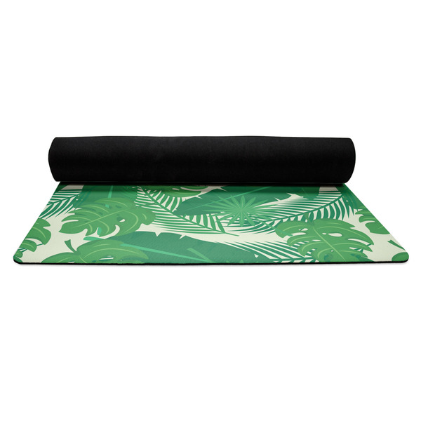 Tropical Leaves 2 Yoga Mat Rolled up Black Rubber Backing