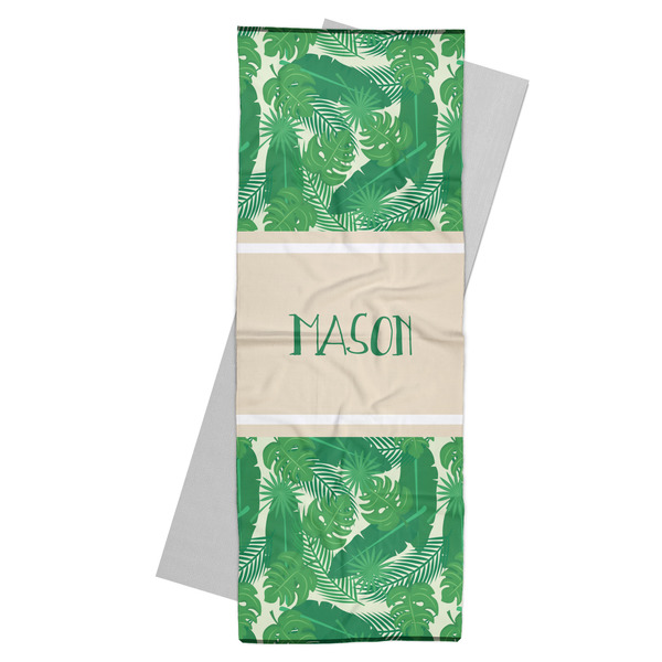 Custom Tropical Leaves #2 Yoga Mat Towel w/ Name or Text