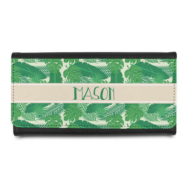 Custom Tropical Leaves #2 Leatherette Ladies Wallet w/ Name or Text