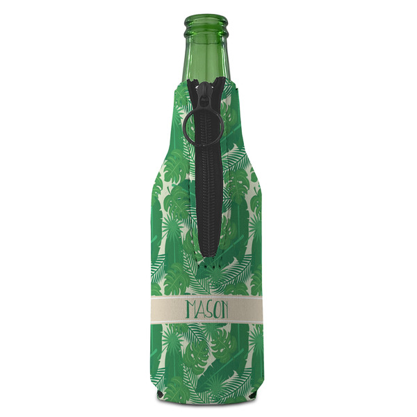 Tropical Leaves #2 Zipper Bottle Cooler - BACK (bottle)
