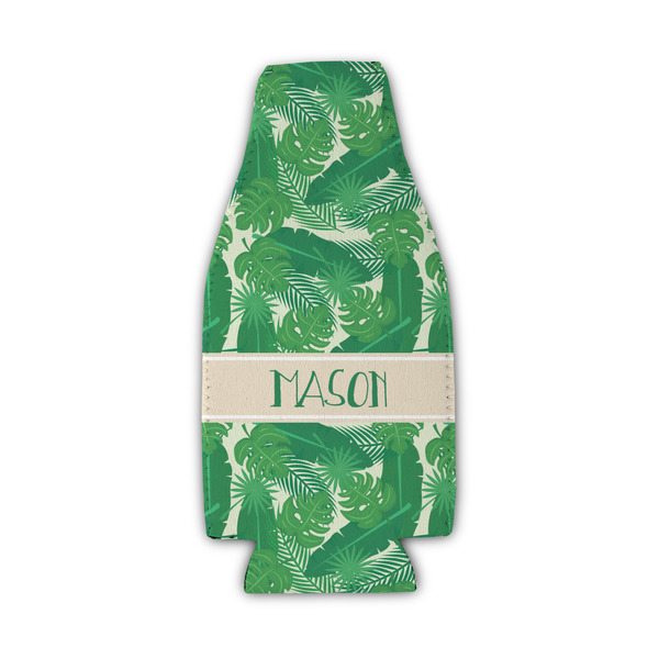 Custom Tropical Leaves #2 Zipper Bottle Cooler (Personalized)