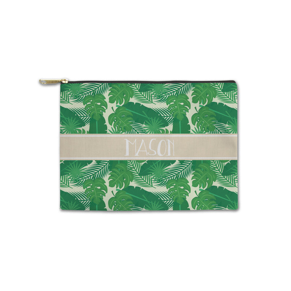 Custom Tropical Leaves #2 Zipper Pouch - Small - 8.5"x6" w/ Name or Text