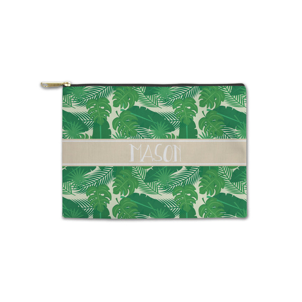 Custom Tropical Leaves #2 Zipper Pouch - Small - 8.5"x6" w/ Name or Text