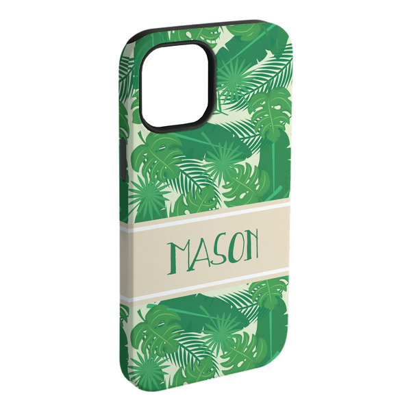 Custom Tropical Leaves #2 iPhone Case - Rubber Lined (Personalized)
