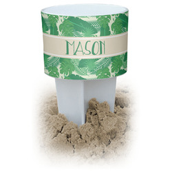 Tropical Leaves #2 White Beach Spiker Drink Holder (Personalized)