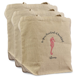 Preppy Reusable Cotton Grocery Bags - Set of 3 (Personalized)